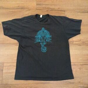 Kizmet Yoga Wear T Shirt Adult XL Black Meditation Ganesha Blue Graphic Elephant